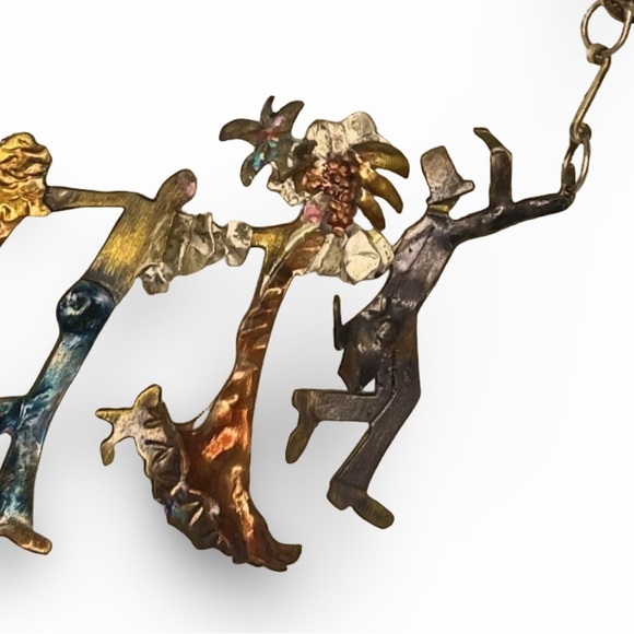 Vintage Artisan Metal Art “Conga Line” Necklace and Earrings Set - Picture 7 of 12